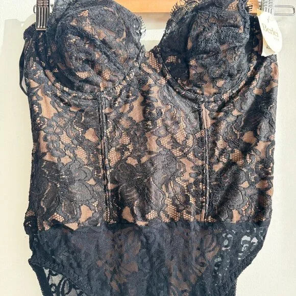 Vintage Berlei USA Black Lace Teddy Bodysuit 34/S